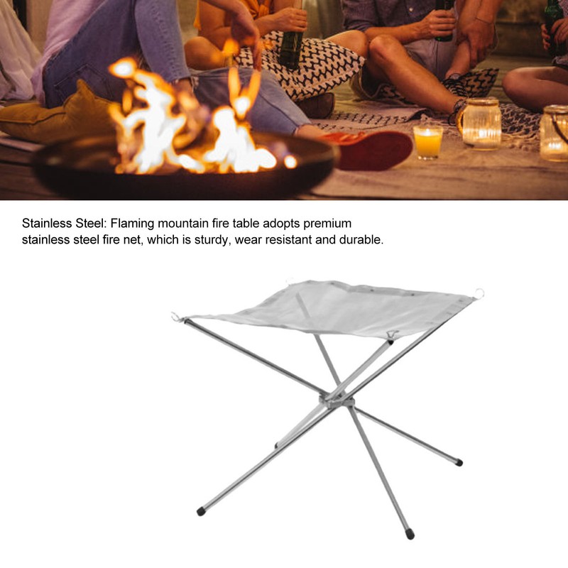 Outdoor Portable Fire Pit Folding Bonfire Rack Camping Barbecue Mesh