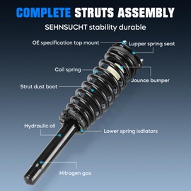 Front Complete Coil Spring Strut Assembly Shock Absorber Compatible with Ford Fusion 2010-2012, for MERCURY MILAN 2010-2011, Pair of Hydraulic Strut Shock Absorber Replace for 272596