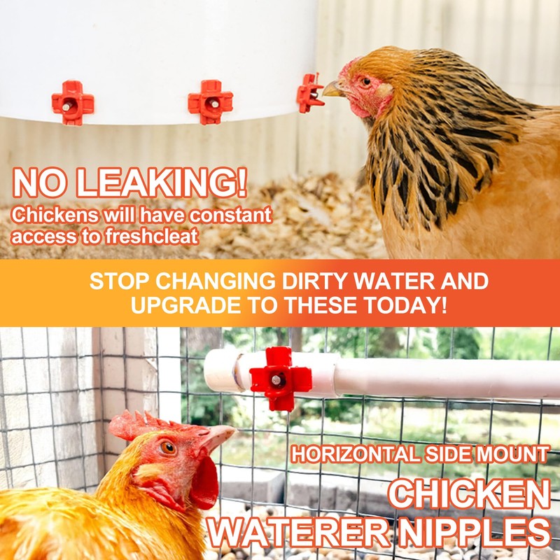 ZenxyHoC Horizontal Chicken Waterer Nipples, Automatic Poultry Watering System with