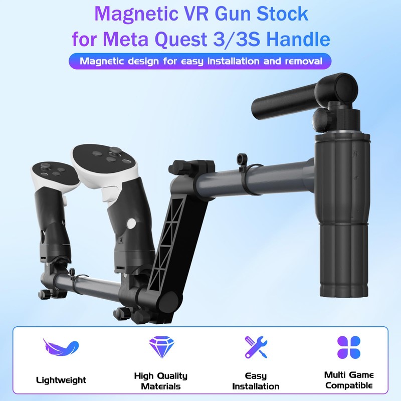 Magnetic VR Gun Stock for Quest 3/3S, Rifle Grip VR