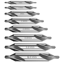 8 Pcs Center Drill Bits Set High Speed Steel Angle Center Drills Bits Durable Counter Sink Bit for Metal 60 Degree Countersink Tools for Lathe Metalworking Size 1/1.5/2/2.5/3/4/5/6