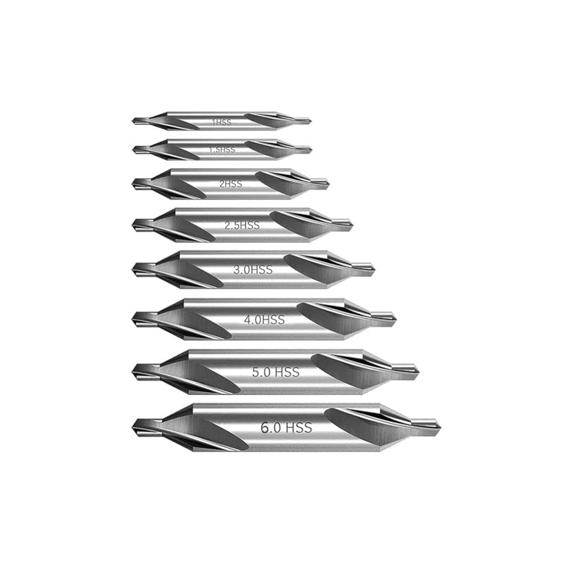 8 Pcs Center Drill Bits Set High Speed Steel Angle