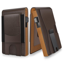 GIGIGO Wallet for Men, Mens Minimalist Wallet 9-12 Cards, Slim Compact Wallet with Money Clip & ID Window, RFID Blocking Smart Pop Up Card Wallet, Great Gifts（Burnt Umber）