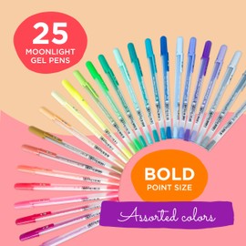 SAKURA Gelly Roll Moonlight Size 10 Gel Pens - Bold Point Ink Pen for Journaling, Art, or Drawing - Assorted Colored Ink - Bold Line - 25 Pack