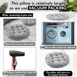 Jerify Round Floor Pillows Cushions 22 x 22 Inch Meditation Floor Pillow Large Floor Pillow for Kids Adults Meditation Cushion Large Pillows for Floor Seating Gift for Christmas (Light Gray,6 Pcs)