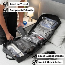 Portable Travel Shoe Storage Bag - Compact and Foldable Organizer for Up to 6 Pairs of Shoes | Ideal for Traveling and Keeping Shoes Tidy | Easy to Carry and Store | Durable Polyester Design