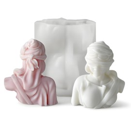 Goddess of Justice Candle Mold, Roman Blindfold Lady Bust Silicone Mold for Soap Wax Candle Aromatherapy Making, Epoxy Resin DIY Handcraft, Clay Concrete Molds for Statues