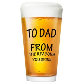 Funny Gifts For Dad From Daughter Son,Humorous Dad Beer Glass Gifts, Birthday Father’s Day Thanksgiving Christmas Gifts For Dad 16OZ Pint Glass