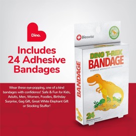 BioSwiss Bandages, Dinosaur Shaped Self Adhesive Bandage Set, Latex Free, Sterile Wound Care, 24 Count