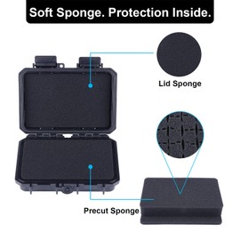 Lykus HC-1410 Mini Hard Case Dry Box with Foam Insert, Interior Size 5.5x3.5x1.5 inch, IP66 Splash-Proof