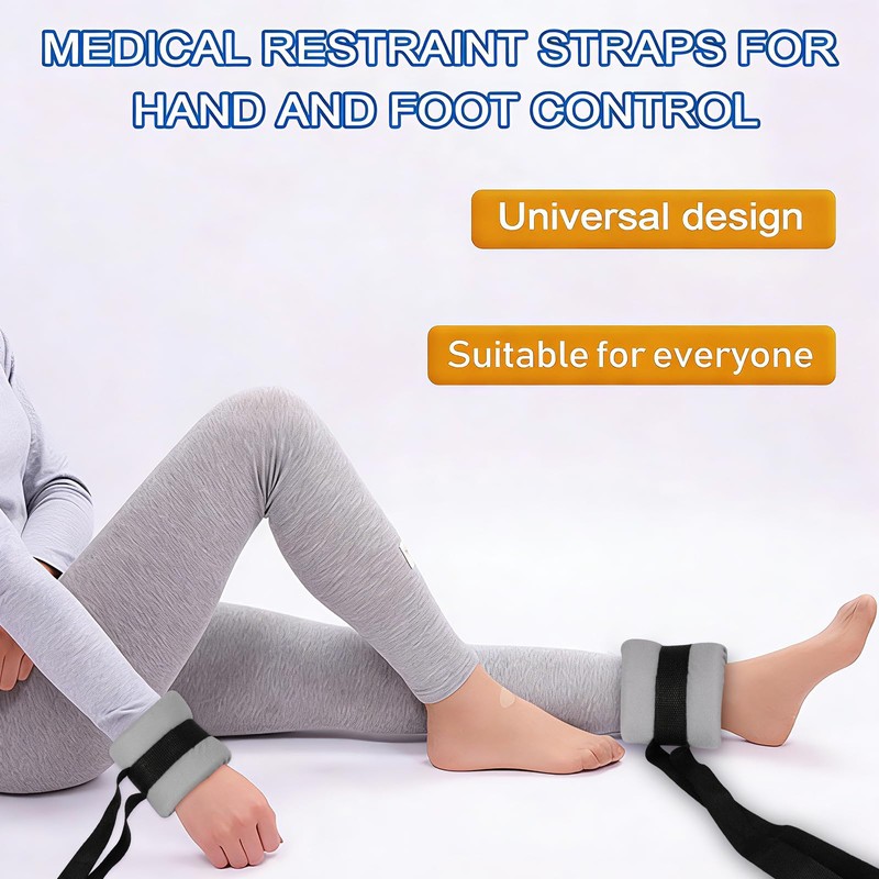 4Pcs Medical Restraints Patient Hospital Bed, Gray