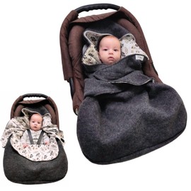 SWADDYL Baby Footmuff Swaddle Blanket Maxi Cosi Blanket, Baby Blanket for Carry Cot, Pushchair - for Winter in Fleece/Cotton