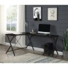Bowery Hill Modern Wood/Metal L-Shaped Computer Desk in Black