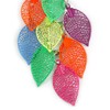 Multicoloured Enamel Multi Leaf Dangle Earrings - 75mm Drop