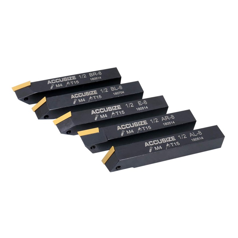Accusize Industrial Tools 1/2'' 5 Pc Indexable Turning Tool Set,