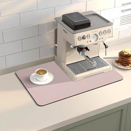 Meetcolor Coffee Bar Mat for Countertop, 12" x 20” Super Absorbent Dish Drying Mat, Kitchen Counter Mat Fits Under Coffee Maker or Machine, Pink Kitchen Decor and Accessories for Dish Drying Rack