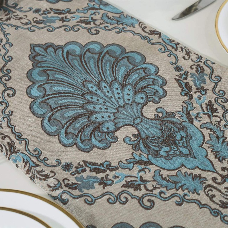 Bettery Home Embroidery Luxury Table Runner Jacquard Fabric Table Runner