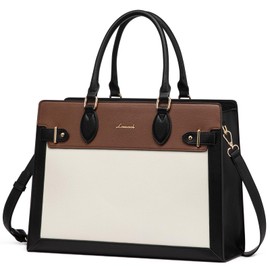 LOVEVOOK Laptop Bag for Women 17 Inch Work Tote, Business Computer Briefcase, PU Leather Tote Bag for Teacher, Office Shoulder Tote Purse