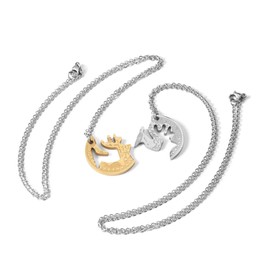 Zysta Elk Matching Round Necklaces for Couple His and Hers Yin-Yang Deer Pendant Set Matching Necklace Distance Relationship Jewelry Promise Gift for Lover