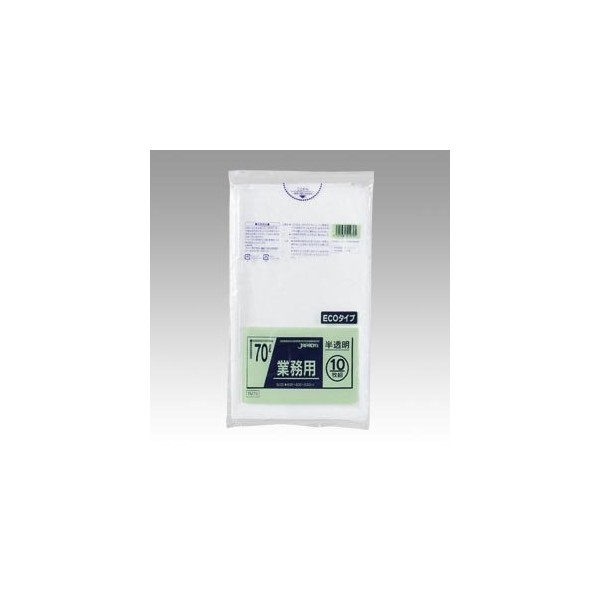 Japax TM79 Translucent Garbage Bags, Length 35.4 x Width 3.1 x Thickness 0.01 inches (90 x 80 x 0.03 mm), 2.4 gal (70 L) Plastic Bags, Commercial Use, Eco Type, Smooth Type, 10 Pieces