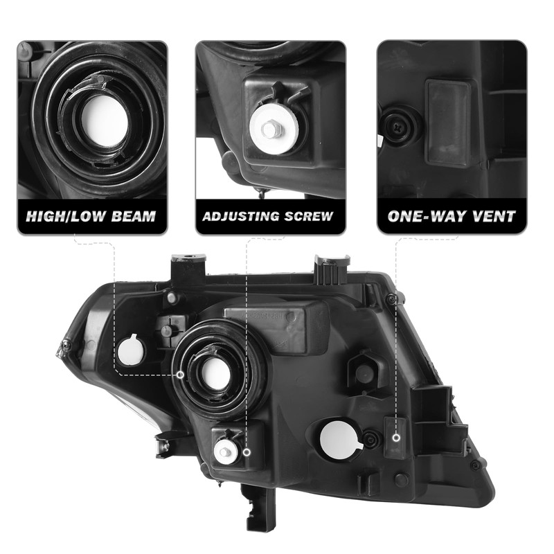SOCKIR Halogen Model Headlight Assembly Pair Replacement for 2009-2021 Frontier