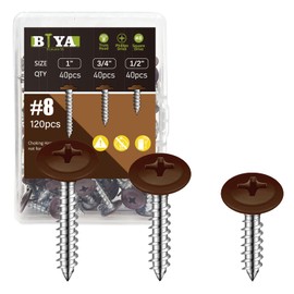 Brown Head Screws, #8 Brown Wood Screws 120pcs Thread Truss Head Fast Self Tapping White Pan Cabinet Screws Wood Work for Wall Plates, 1/2 Inch, 3/4 Inch, 1 Inch