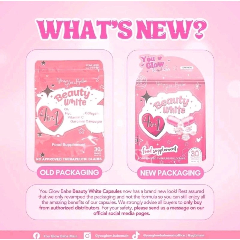 You Glow Babe BEAUTY WHITE Glutathione Capsules, Japan Formula 30