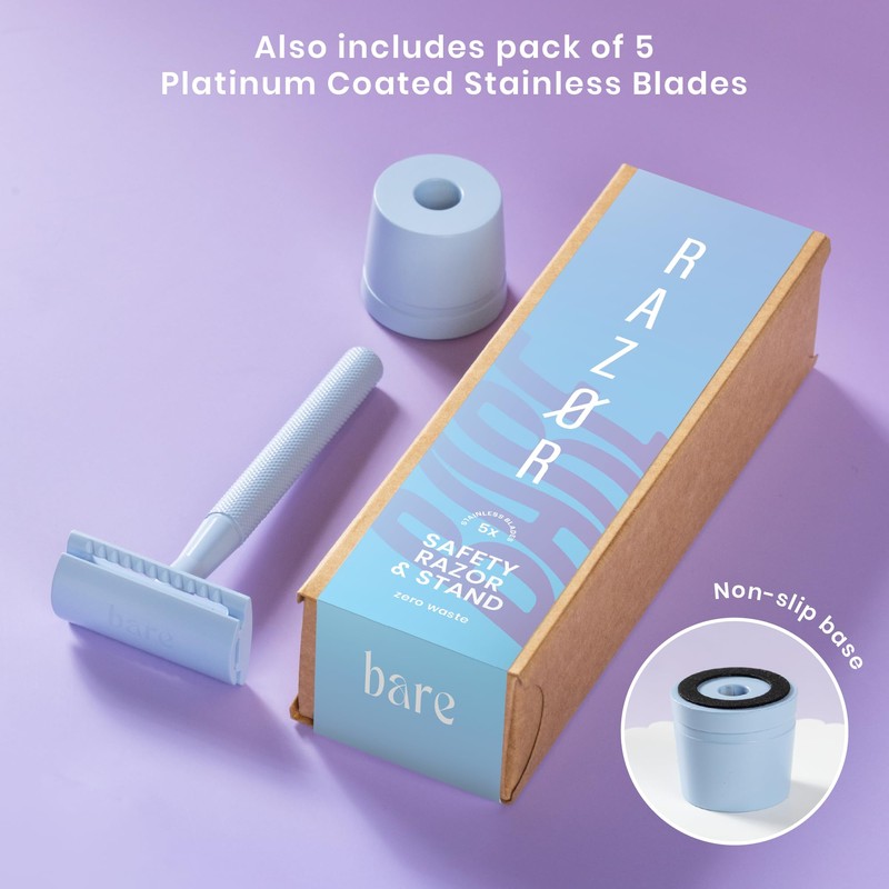 Ultra-Minimal Safety Razor – Light Blue - Reusable, Zero Waste
