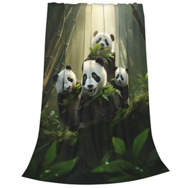 amepay Cute Pandas Bamboo Blanket Gifts for Adults Kids Girls Panda Bear Flannel Throw Blankets Soft Fuzzy Lightweight for Home Decor Couch Bed Sofa 60x50 Inches