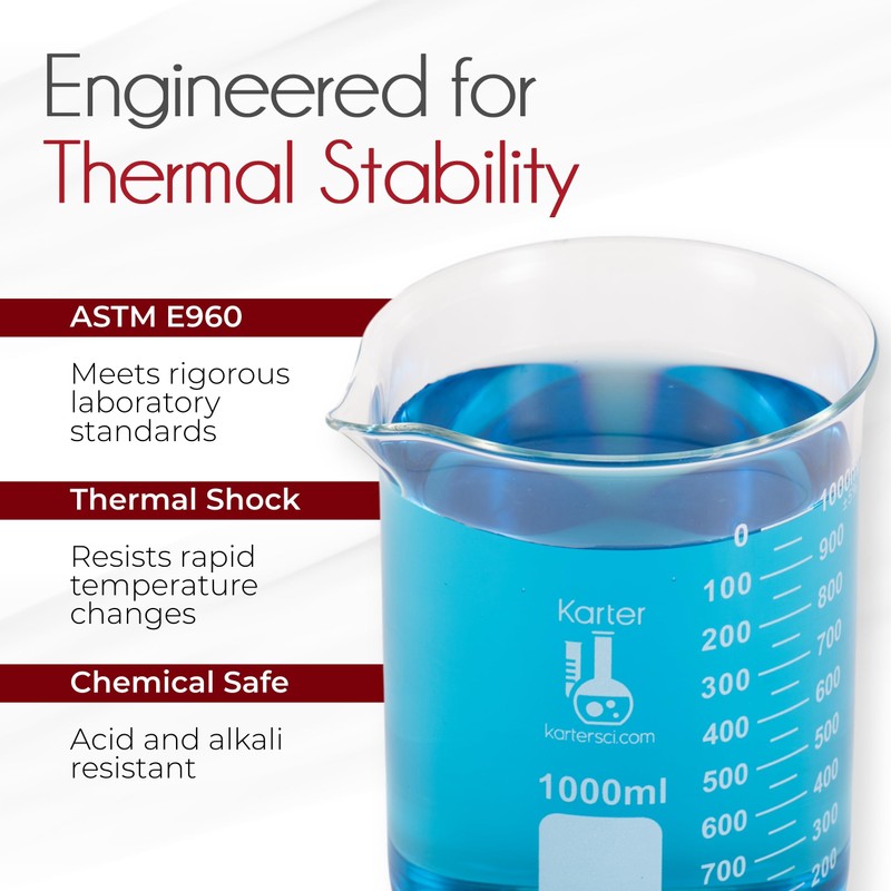Karter Scientific, 3.3 Boro, Griffin Low Form, Glass Beaker Set