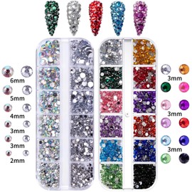 2 Boxes Flatback Rhinestones with Nail Dotting Tools, Wax Pencil for Face Gems Rhinestones, Nail Art Tools Design Kit, Crystal Jewel Diamond for Crafts Makeup Bedazzling DIY Nail Art (Multicolor)