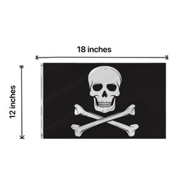 Lyh Double Sided 3ply Pirate Jolly Roger Skull Boat Flag 12X18IN, Skull Bones Boat Flag, Indoor Outdoor Polyester Flags – Double Stitched and UV Resistant Flags,with Vibrant Printing and Sturdy Brass Grommets. (Double, 12X18IN)
