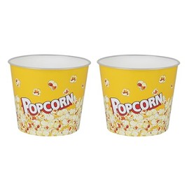 Snack Bowl - Popcorn Bowl Retro | Snack Container with Over 2 Litre Capacity for Streming, Film and TV Evenings | Reusable, PP Plastic (Robust) (Set of 2 Retro Yellow 2.2 L)