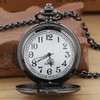 Black Hollow Right Locomotive Quartz Men's Pocket Watch, Arabic Numeral