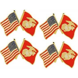 MilitaryBest USA/Marine Corps Crossed Flags Lapel PIN 4 Pack