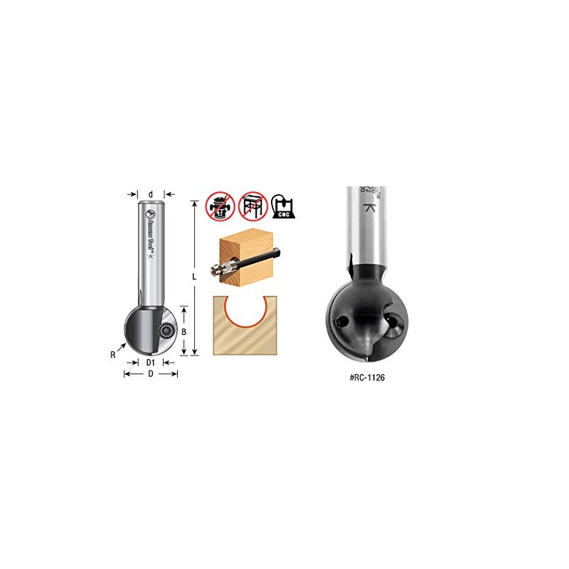 Amana Tool RC-1126 Punta de Carburo CNC Ball End Insert