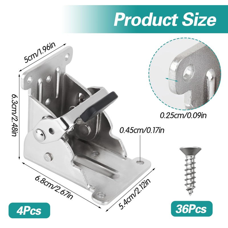 Folding Hinge with Lock, Pack of 4 Table Legs, Foldable