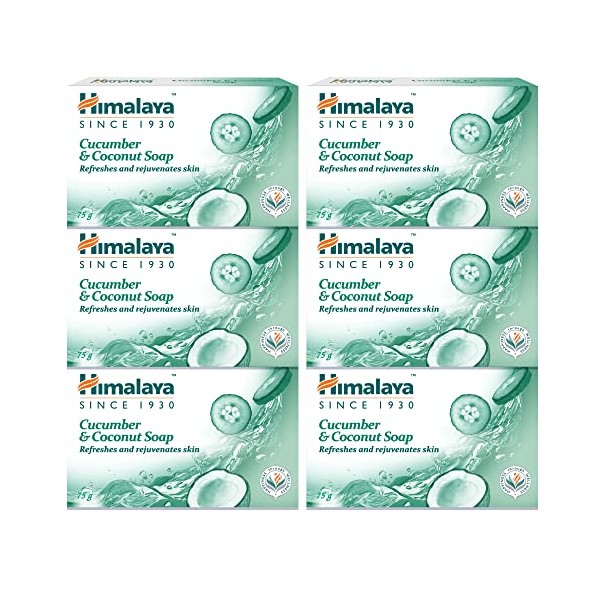 Himalaya Cucumber & Coconut Soap for rejuvenating and refreshing your skin, 75 g (6 PACK)