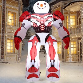 COMIN 6.5 FT Tall Christmas Inflatables Outdoor Decorations Blow Up Xmas Mechanical Armor Warrior Snowman with Built-in LEDs for Christmas Indoor Outdoor Yard Lawn Garden Decorations
