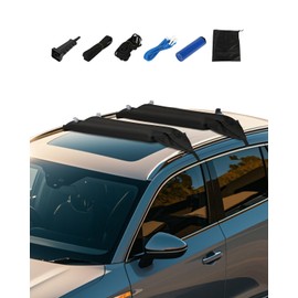 VEVOR Inflatable Soft Roof Rack Bars, 37.6-Inch Universal Car Roof Rack Pads, 88LBS Loading Luggage Kayak Carrier with 2 Tie-Down Straps & Ropes, Hand Air Pump, Storage Bag for Canoes Surfboards SUPs