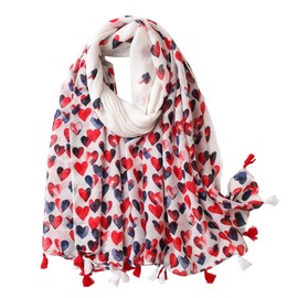FAIRYGATE Womens Scarf Lightweight Women's Scarves & Wraps Tassel Cute Heart Print Celebrity Style for All Season Ladies Scarfs Gifts 24227