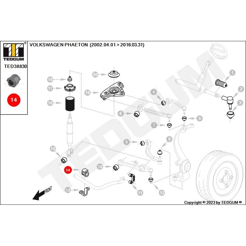 TEDGUM TED38830 FRONT STABILIZER BUSHING (INNER)