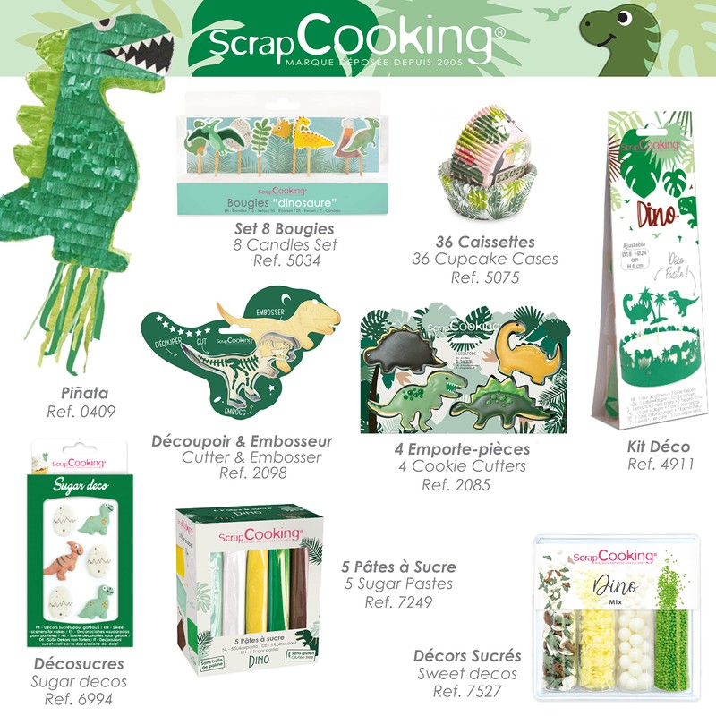 ScrapCooking 24 Dinosaur Cupcake Cases & Toppers 4905