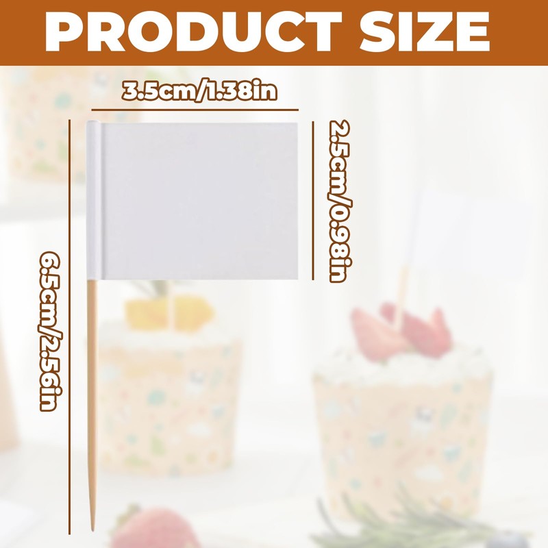200Pcs Blank Toothpick Food Flags Simple Useful Cupcake Flags Disposable