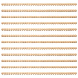 Nuanchu 24 Pcs Decorative Beaded Wood Trim Half Wooden Beads Trim Molding 15. 75 Inch Unfinished 3D Decorative Bead Pearl Wood Molding Cute DIY for Home Wall Cabinet Shelf Window Door (14 mm)
