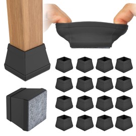 Square Chair Leg Protectors for Hardwood Floors, 24Pcs Silicone Furniture Legs Caps to Prevent Floor from Scratches and Reduce Noise, Easy to Move(1 1/2" Black)