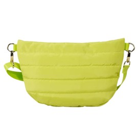 hyrefit Quilted Puffer Crossbody Bag, 12x8 inches, Lightweight Nylon with Gold Hardware, Adjustable Strap (Electric Lime)