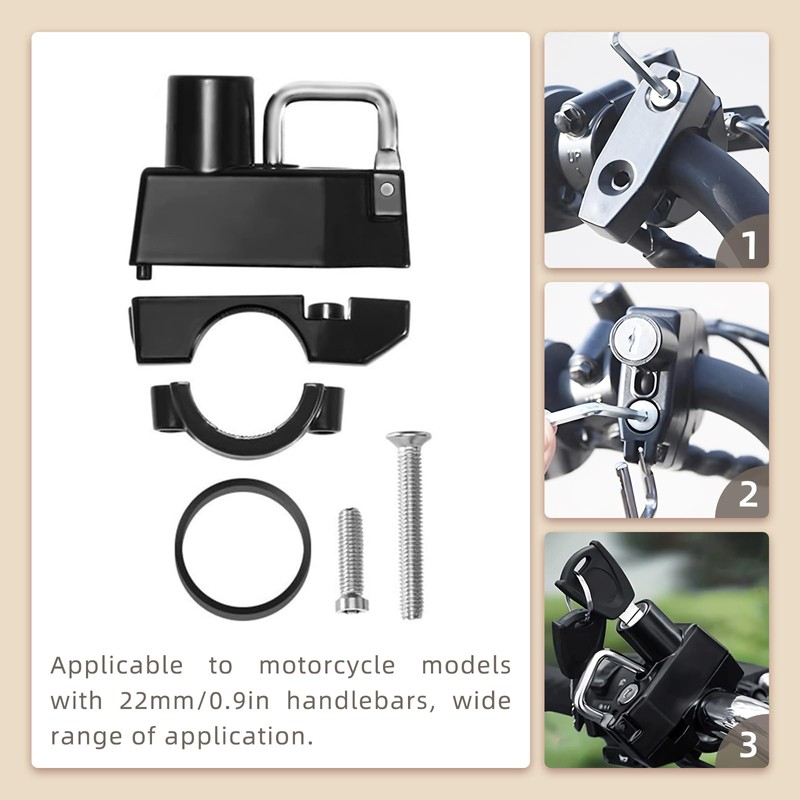 2Pcs Motorcycle Helmet Lock Fits 7/8" Handlebar, Upgraded Thickened Aluminum
