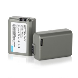 Egoway NP-FW50 Battery 1-Pack USB-C Fast Charging with 2in1 Cable for Sony ZV-E10, Alpha A6000, A6300, A6400, A6500, A5000, A5100, A7, A7II, A7R, A7RII, A7S, A7SII, RX10, RX10 II III IV Cameras