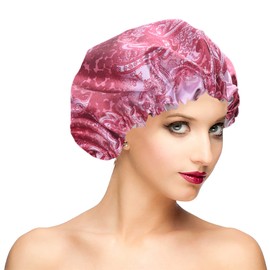 Shower Caps for Women, Extra Large Adjustable Waterproof Reusable Shower Cap, Hair Cap for Shower Hat for Women Girls Long Thick Hair, Bath Caps for Hair Protection